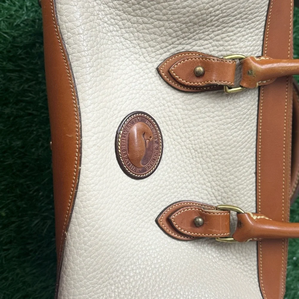 Dooney & Bourke Tan and‎ Cream Leather Satchel